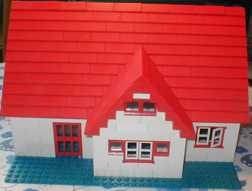 Vaktherapie: voorbeeld lego van zadelkruisdak met uitbouw